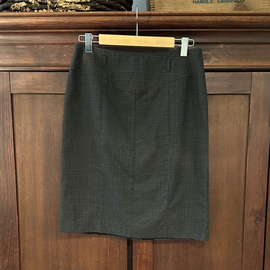 Style & Co. Dark Gray Plaid Midi Pencil Skirt